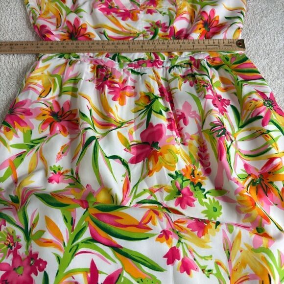J. Crew Dress Womens Size 14 Printed Seaside Cami Floral Colorful Summer satin - Picture 9 of 11